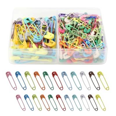 SacJkt Maschenmarkierer Metall, 200 Stück Sicherheitsnadeln, 30mm und 19mm Sicherheitsnadel Set mit Aufbewahrungsbox, Maschenmarkierer für Kleidung, Handwerk und Nähen von SacJkt